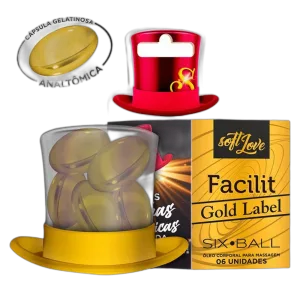 Bolinhas "Anal"tômicas Fórmula E+ - 6 unidades - Six Ball Facilit Gold Label - Desejo e Cia Sex Shop RJ